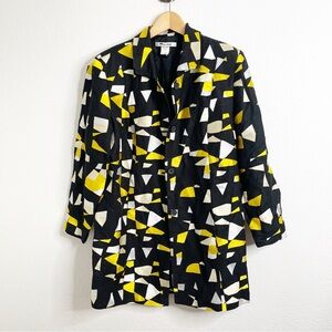 Nygard Collection Linen Blazer Abstract‎ Vintage Black & Yellow Size 14